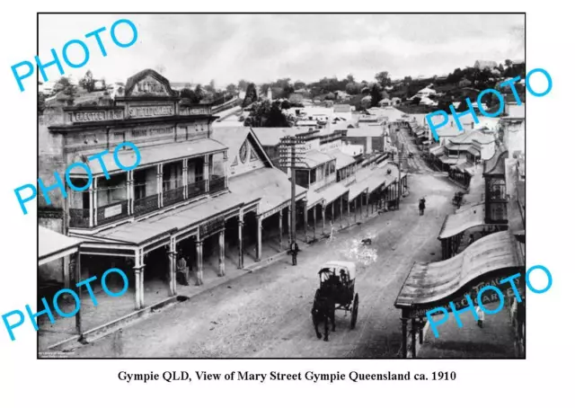 OLD LARGE PHOTO GYMPIE QUEENSLAND VIEW OF MARY STREET c1910