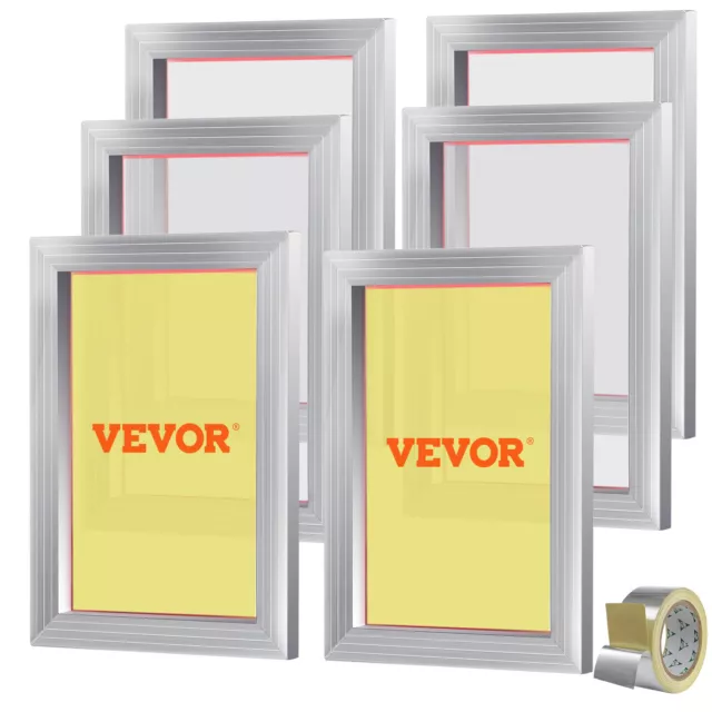 VEVOR 6 Cadres de Sérigraphie en Alu Kit de Sérigraphie 25,4x35,6 cm Mailles 156