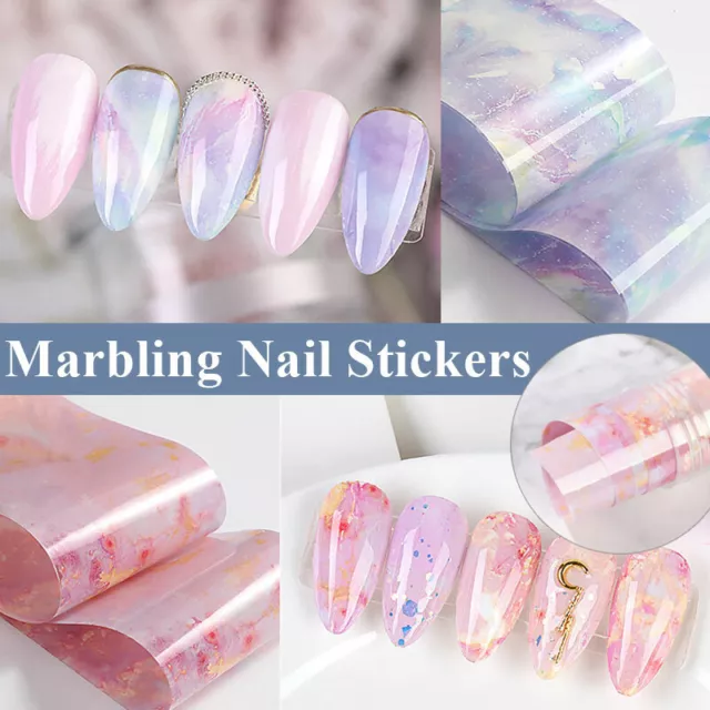 ⭐Candy Marble Nail Foils Glitter Foil Nail Art Transfert Autocollants R