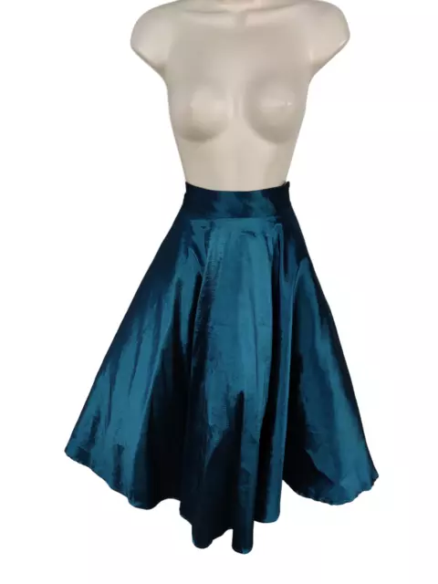 Collectif London Uk 10 Small Emerald Puff Rockailly Flare Party Swing Skirt