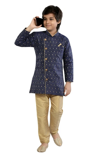 BOYS NAVY Sherwani Kurta Pyjama party wear Indian pakistani salwar kameez eid
