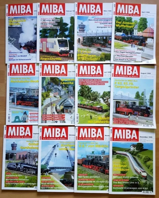 12x MIBA 1999 komplett Zeitschrift Eisenbahn Miniatur Sammlung Modell Magazin