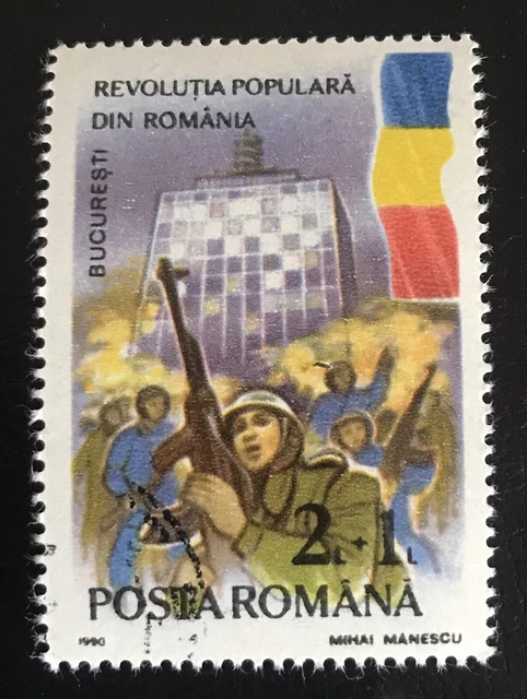 Rumänien. Briefmarke/Stamp 2+1 L. 1990 1. Jahrestag der Revolution. Fehler/Error