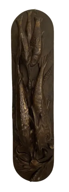 French Bronze Hunt Trophy Wall Hanging of Fish, Circa 1890