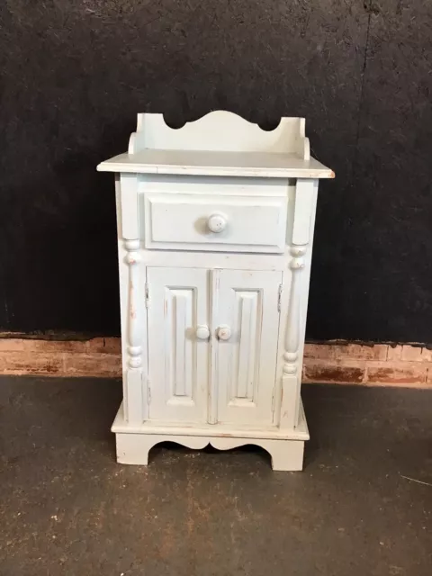 Vintage Pine Painted Bedside Cupboard Cabinet