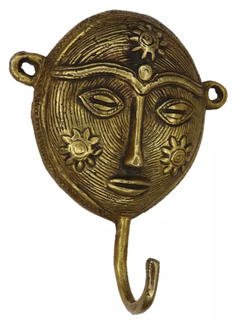 Lady Face Shape Antique Style Handmade Brass Cloth Key Hook Wall Hanger