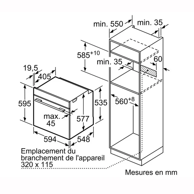 Siemens Four intégrable 71l 60cm a+ inox/noir 6