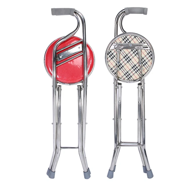 Sgabello a mano pieghevole (rosso) per anziani acciaio inox quattro gambe SG5