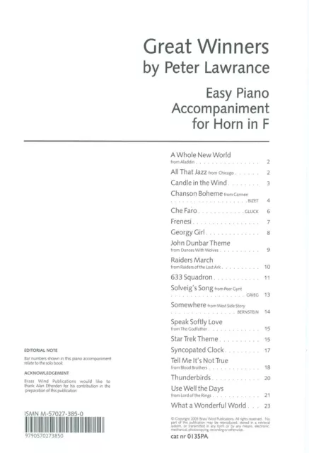 Great Winners F Horn Piano Accompaniment Book