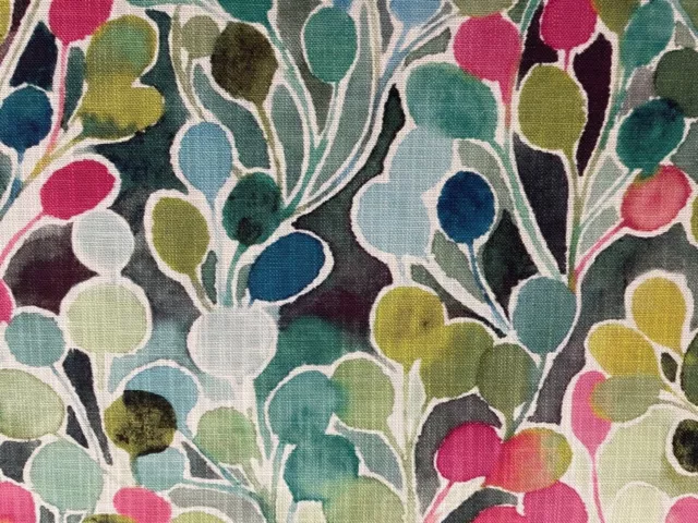 Mardi Gras  Linen Pink Green Fabric Curtain Blind Upholstery