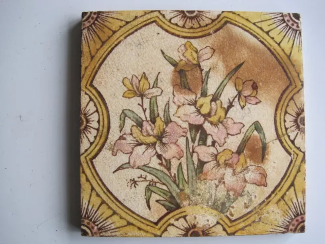 Antique Victorian Print And Tint Wall Tile - C1887 - Decorative Art Tile Co ?