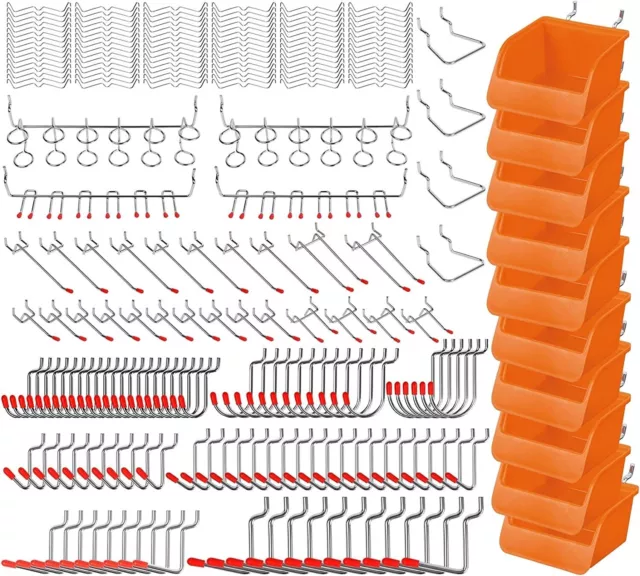 238-Piece Pegboard Hooks Assortment, Pegboard Accessories with Pegboard Bins