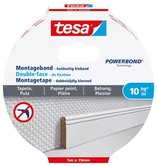 Tesa Powerbond Adhésif Double Face de Fixation 10 kg / Mètre*- Ruban Adhésif ...