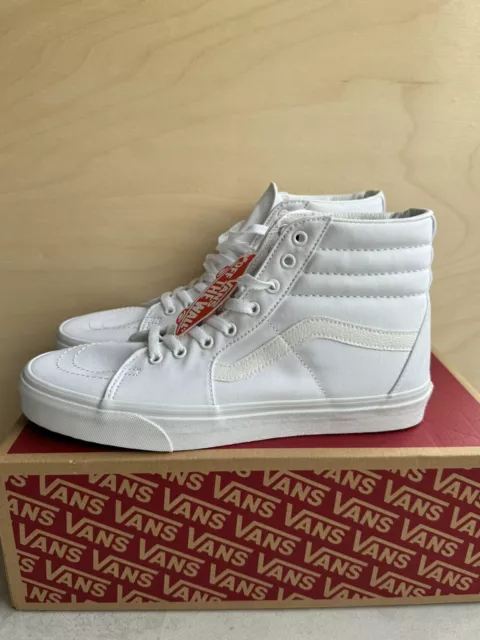 Vans Sk8 Hi 44,5 all White Weiß hohe Sneaker Schuhe lOw Retro Skate Surf Neu