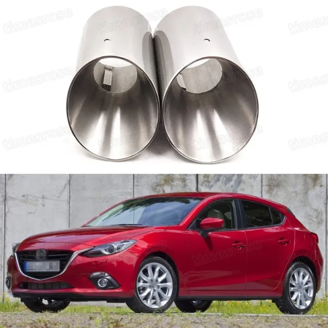 2x Silver Car Exhaust Muffler Tip Tail Pipe End Trim for Mazda 3 Hatchback #1042
