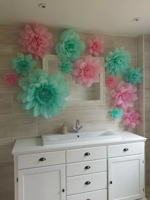 Christening wedding pom pom paper flower wall tissue venue decorations birthday