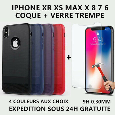 Antichoc Coque + Verre Trempé iPhone 6 6S Plus 7 Plus 8 X XS XR XS MAX 11 Pro