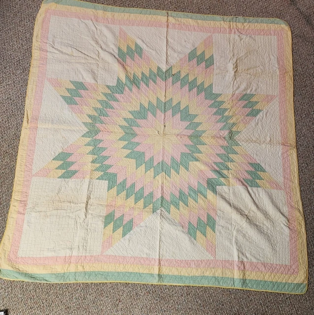 Cortador antiguo de colección con edredón de diamante 70 x 73" de desgaste pesado