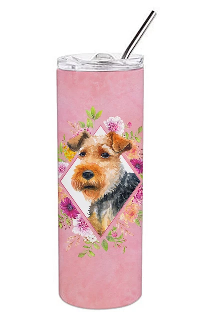 Welsh Terrier Pink Flowers Stainless Steel 20 oz Skinny Tumbler CK4192TBL20