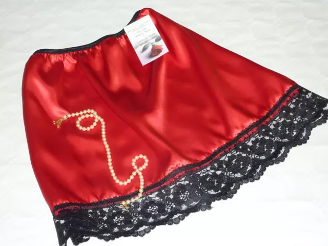 Shiny Satin Sexy Half Waist  Slip Peticoat Red Black Lace Choose Length & Size