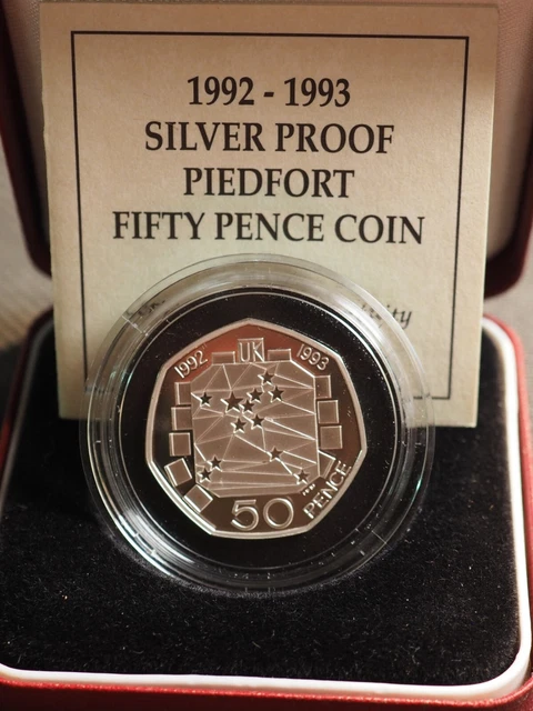 Silver Proof Piedfort 50p Fifty Pence Royal Mint Boxed and COA 15K ISSUED