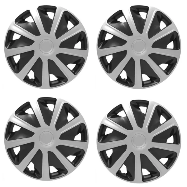 4x Silver/Black 16" Inch Deep Dish Van Wheel Trims Hub Caps For Peugeot Boxer