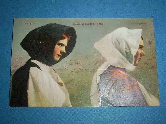 Cartolina Costumi Sardi di Bono - Lutto e giorno 1920 c.