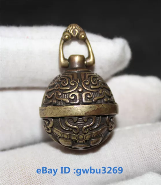 Collect Old Chinese brass handwork Carved lion bells 23954