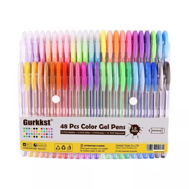 GURKKST SET DI 48 Glitterate Penne Gel Colorate per Adulti e