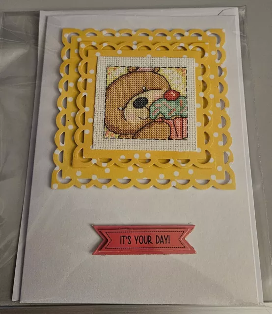 Completed cross stitch  Birthday Card