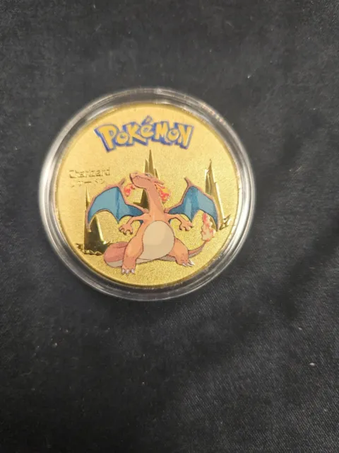 Pokemon Gold Plated TCG Coins Charizard With Case!!!