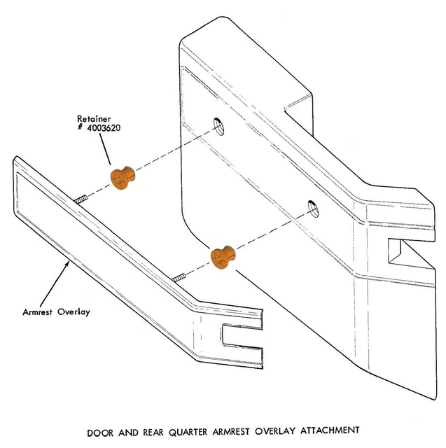 AMC American Motors AMX Javelin Armrest Woodgrain Trim Retainers - Set of 4