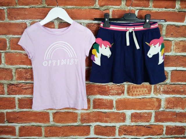 Girls Bundle Age 6-7 Years Gap Mini Boden Skirt Tee Summer Holiday Unicorn 122Cm