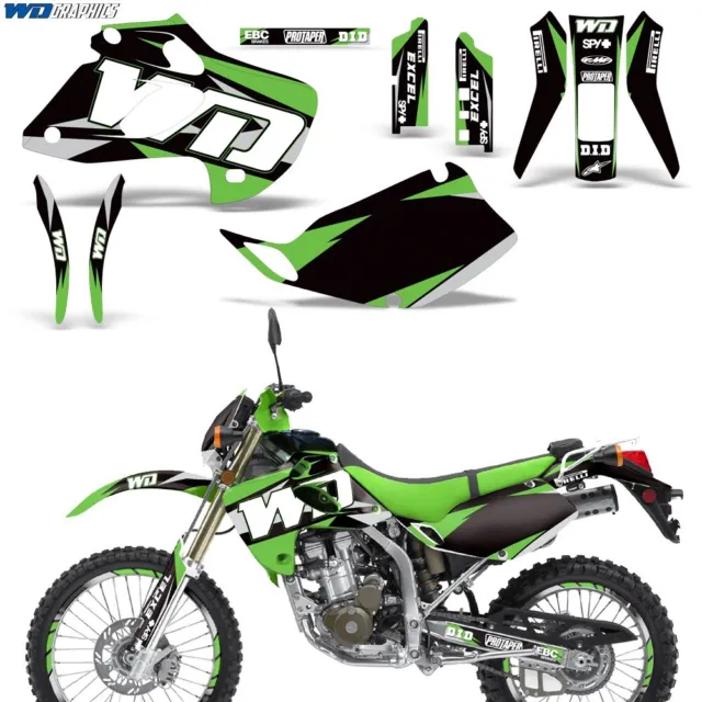 WD Decal Graphics Kit FITS for Kawasaki KLX250 W# PLATES Dirtbike MX 98-03 GREEN