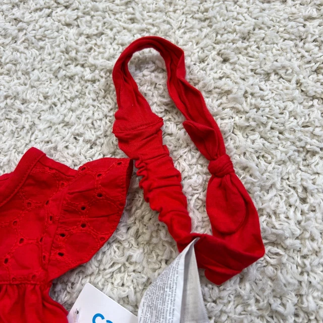 Carters Baby Infant 6 Month Outfit 3 Piece Top Bottoms Headband Red Floral NWOT 4