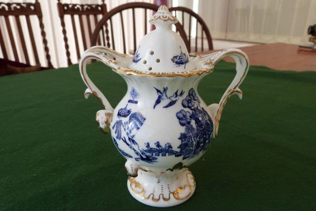 Coalport Doppelgriff Topf Purri Vase Im Weidenmuster, Top Zustand