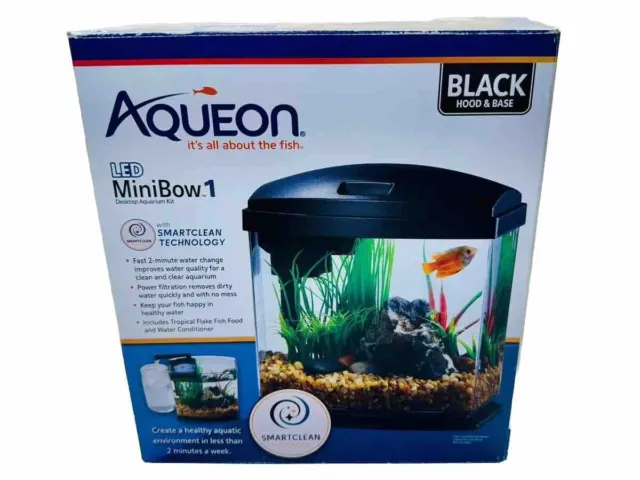 Aqueon LED MiniBow 1 SmartClean Aquarium Kit - 1 Gallon  Black Hood & Base