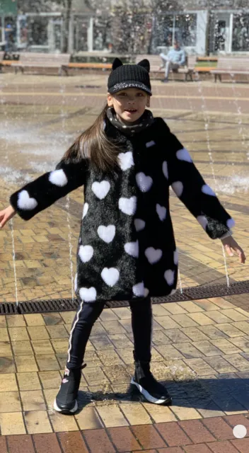 Cappotto cuore in pelliccia sintetica MONNALISA ragazza in nero età 10 anni 7