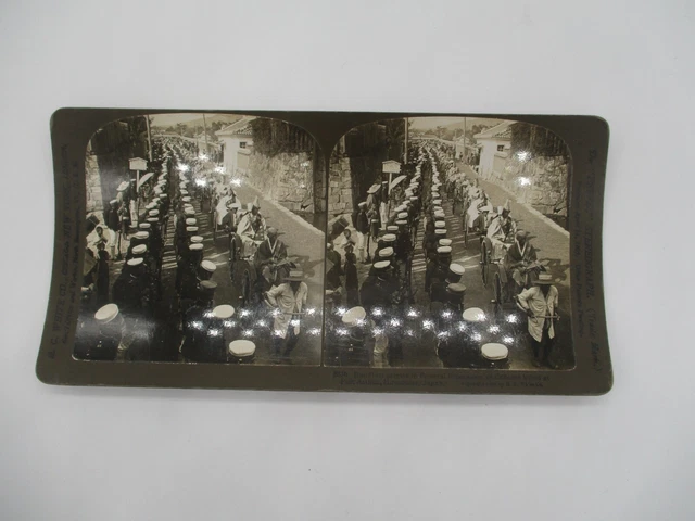 Original Stereofoto H.C. White Co. 1905 Buddhist Priests in Funeral Procession