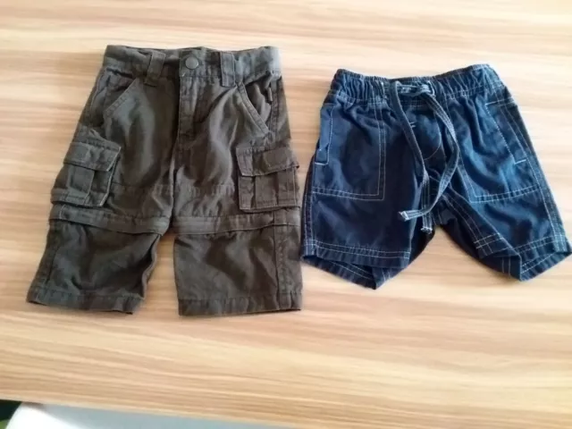 Size 000 - Size 00 Baby Boys Pumpkin Patch & Sprout Brown And Blue Shorts Euc 2