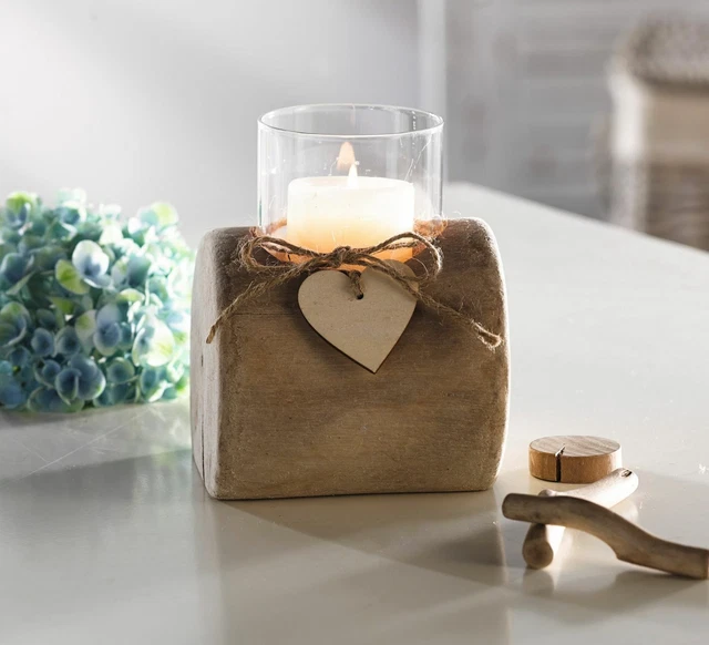 Salvare Set 2x Windlicht " Herzdeko " Candela Bagliore Luce, Rustico Natura Look