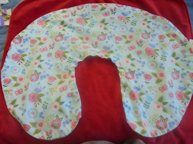 Boppy Cover Solid Blue Multi Color Floral Birds Butterflies Hidden Zipper