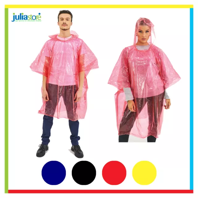 Impermeabile Anti Pioggia Poncho Plastica Con Cappuccio Uomo Donna Mantella Bici