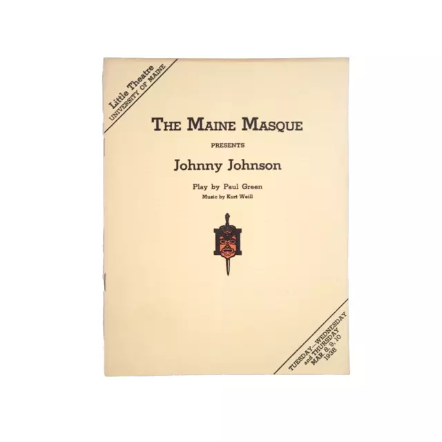 1938 University of Maine Masque Musical Playbill Program Johnny Johnson Orono