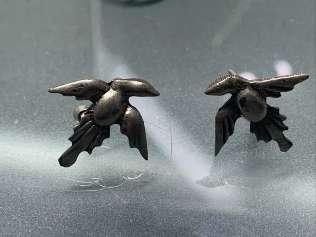 Vintage Sterling Silver 925 ANTIQUE MOLDED ARCHITECTURAL FLYING BIRD Earring 3