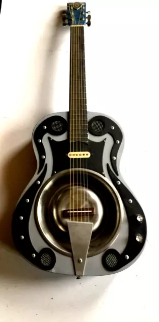 custom made electro acoustic semi resonator style guitar