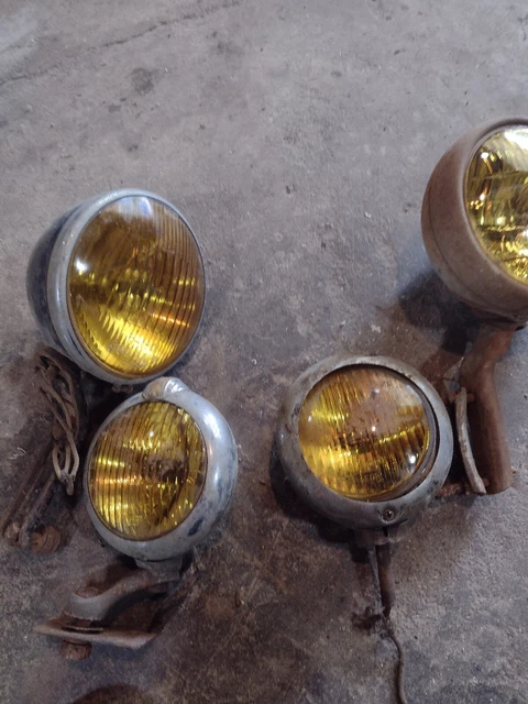 Vintage Original Headlights 5 3/4 Accessory FOG LIGHTS  Parts Rat Rod 4 1/2