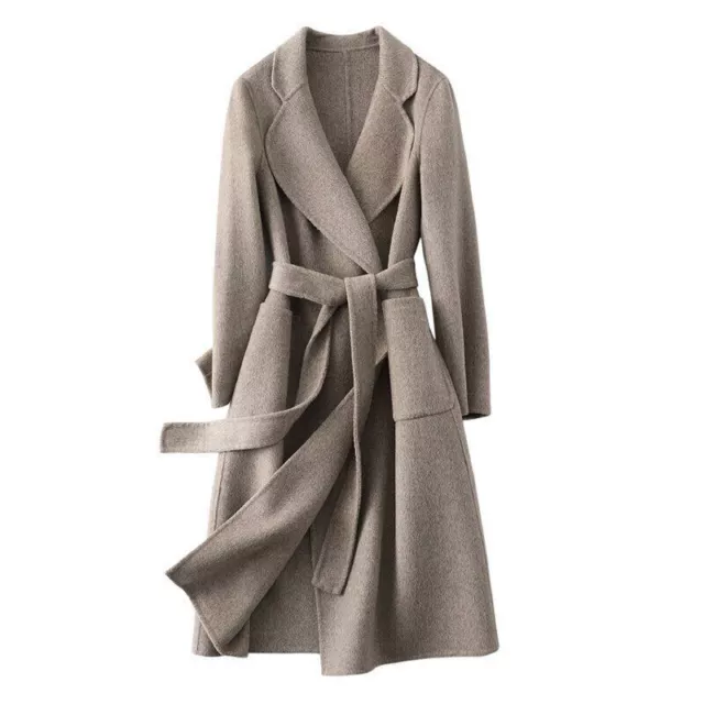 New Women's Autumn Double-sided Cashmere Coat, Wool Coat, Belt, Winter Coat