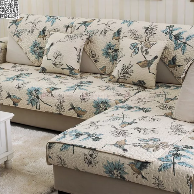 100% Cotton Floral Mat Slipcovers Bird Couch Sofa Couch Covers Recliner All Size