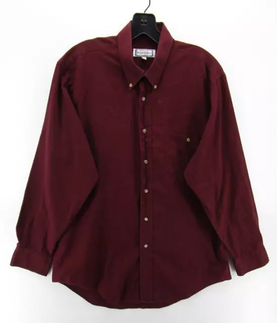 Yves Saint Laurent Shirt Men 16 Red Button Up Preppy Collared Dress Shirt Large*